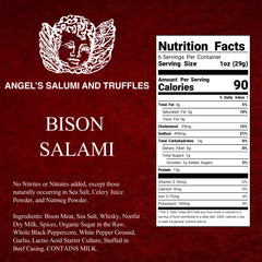 Angel’s Salumi and Truffles – Bison Salami Ingredients and Nutrition Facts, Gluten-Free, No Nitrates, Humanely Raised