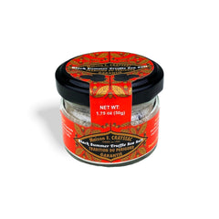 Glass jar of Maison F. Crayssac Black Summer Truffle Sea Salt made in France with Guerande sea salt and black truffle extract — gourmet seasoning for pasta, pizza, eggs, and more