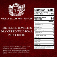 Angel’s Salumi and Truffles – 3oz Wild Boar Prosciutto, Gluten-Free, Antibiotic & Hormone-Free, Gourmet Charcuterie Meat