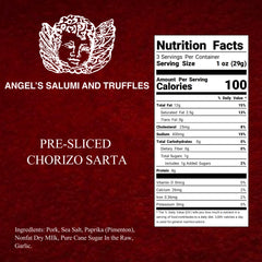 Angel’s Salumi and Truffles – Pre-Sliced Chorizo Sarta Salami, Ingredients and Nutritional Facts, No MSG, No Hormones, Gluten-Free
