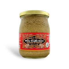Maison F. Crayssac White Truffle Sauce (470g) – A luxurious 1% white truffle-infused sauce for gourmet dishes, including pasta, risotto, and vegetables. Made in the EU, vegan, and GMO-free.