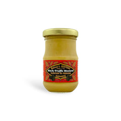 Maison F. Crayssac Black Truffle Mustard, made in Italy, blending the bold flavor of mustard with the luxurious essence of black truffle, perfect for charcuterie boards, sandwiches, and gourmet creations.