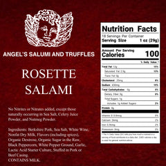 Angel’s Salumi and Truffles – Rosette de Lyon Ingredients and Nutrition Facts, Hormone-Free, Gluten-Free, No Added Nitrates