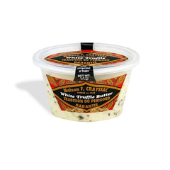 Maison F. Crayssac White Truffle Butter 2.5 oz tub, rich European-style butter with 5% white truffle purée for a luxurious, aromatic finish.