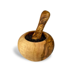 Rustic Olive Wood Mortar & Pestle (6"D x 3.5"H)