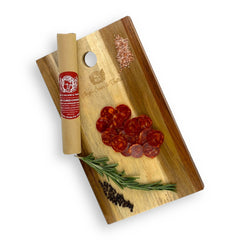 Spanish-style Chorizo sliced and served on a gourmet charcuterie board 