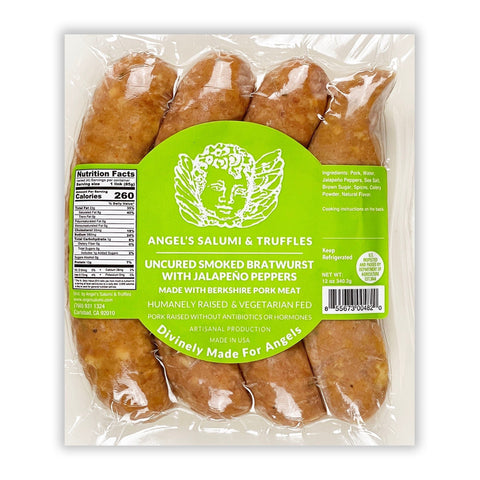 Jalapeño Pepper Uncured Smoked Bratwurst (12oz) - Angel's Salumi & Truffles