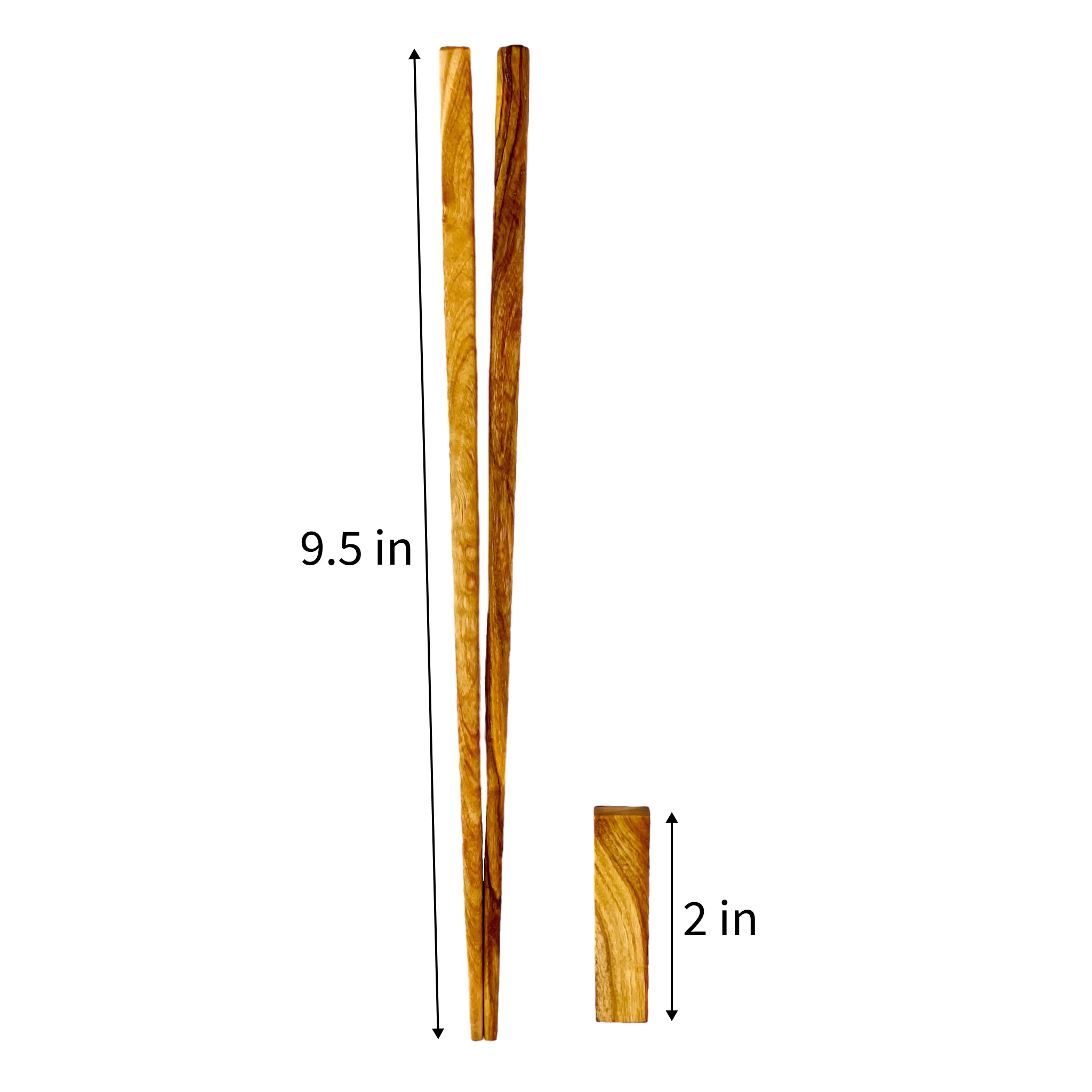 Olive Wood Japanese Chopsticks with Stand (9.5in)
