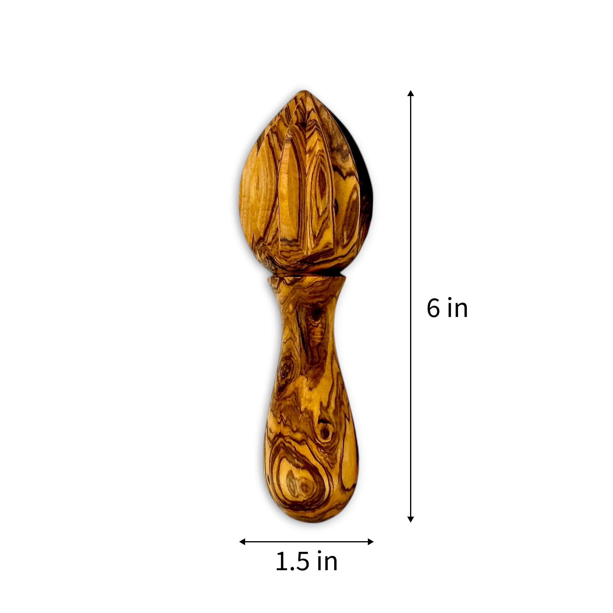 Rustic Olive Wood Lemon Juicer (6" Handheld Citrus Reamer)