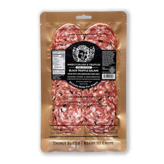 Angel’s Salumi and Truffles – Pre-Sliced Black Truffle Salami, 3oz, with 5% Black Truffles from Perigord, France