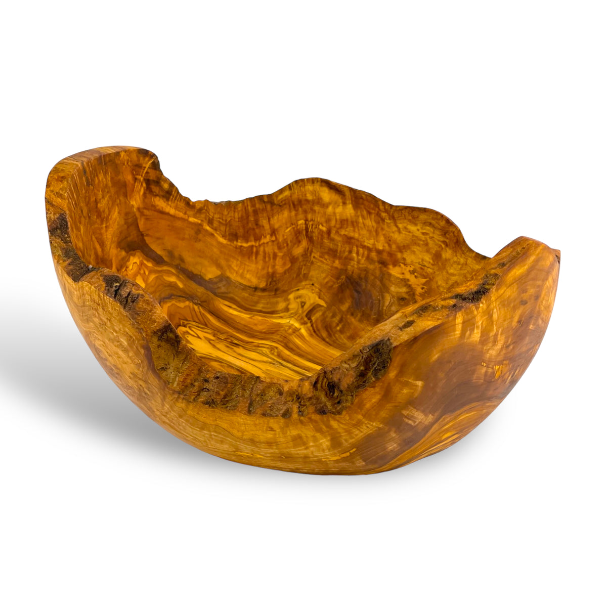 Rustic Olive Wood Bowl (12"D x 6"H)